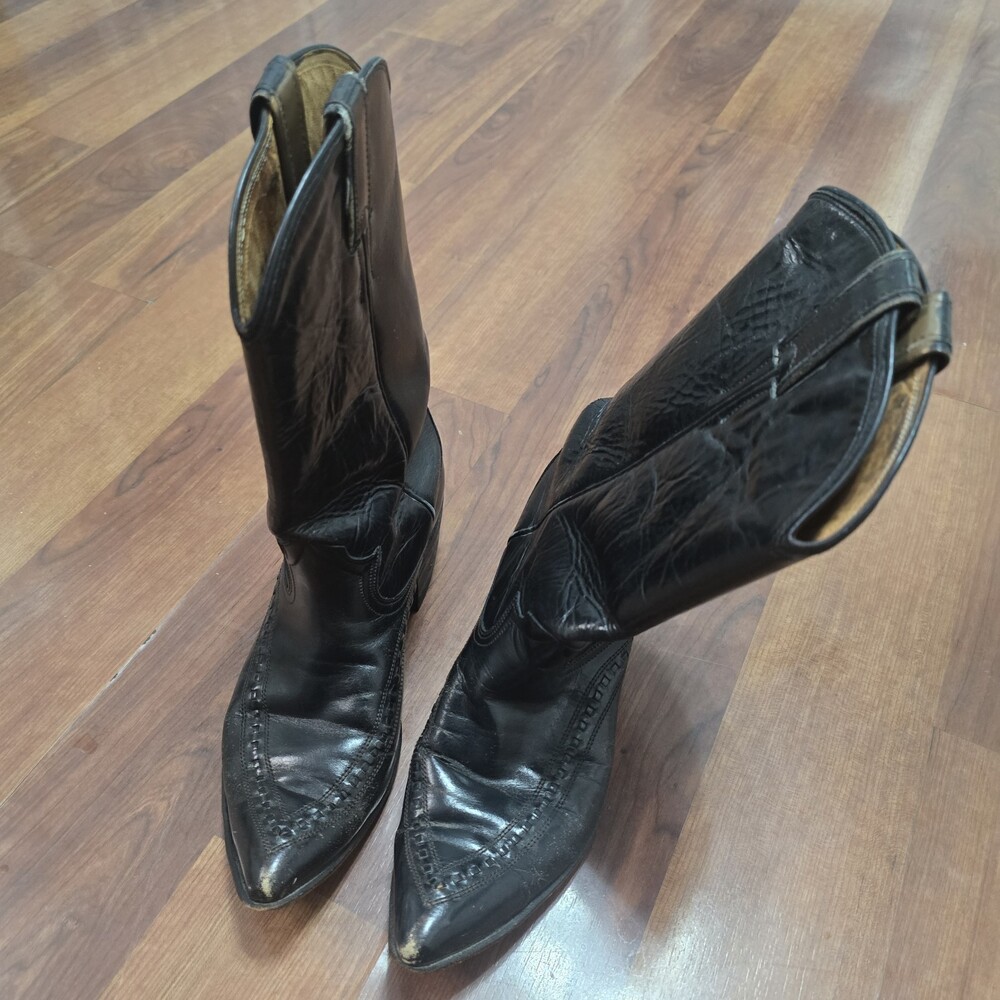 Vintage Nocona Black Womens Cowboy Boots Western Work Soft Leather 1342 Texas 7B